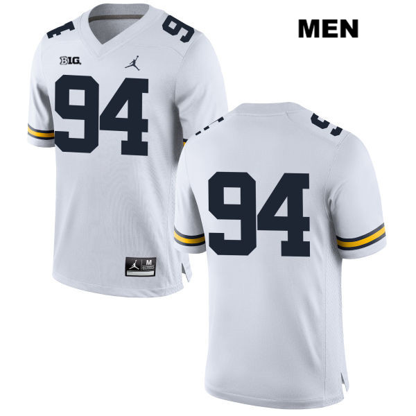 Men's NCAA Michigan Wolverines Ryan Veingrad #94 No Name White Jordan Brand Authentic Stitched Football College Jersey SC25Q51UN